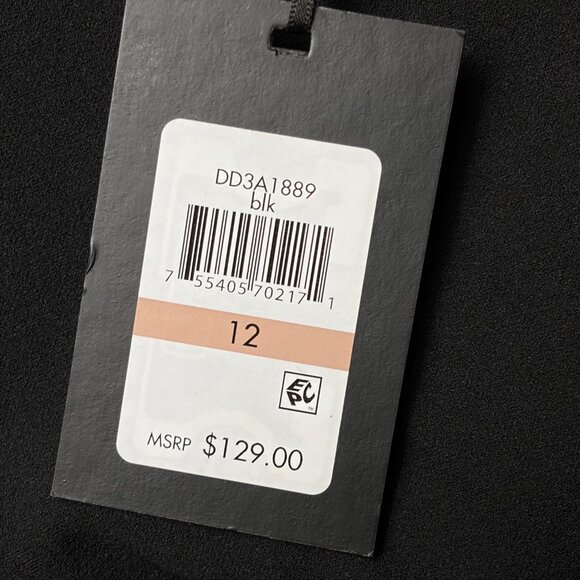 NWT DKNY Jewel Neck Sleeveless Short Length Sheath Dress (Black) - Size 12 - Picture 5 of 8